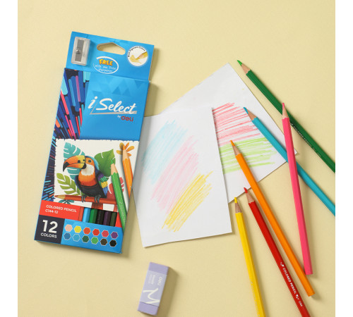 Карандаши цветные Deli " i Select", 12 цветов, картон
