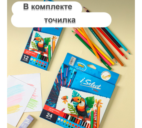 Карандаши цветные Deli " i Select", 24 цвета, картон