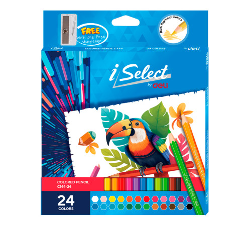 Карандаши цветные Deli " i Select", 24 цвета, картон