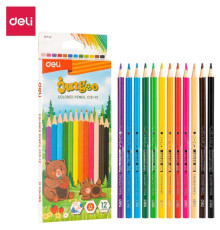 Карандаши цветные Deli "Bingoo", 12 цвета, картон