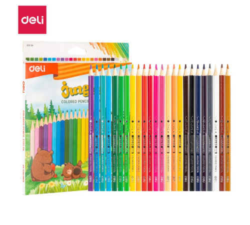 Карандаши цветные Deli "Bingoo", 24 цвета, картон