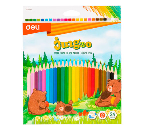 Карандаши цветные Deli "Bingoo", 24 цвета, картон