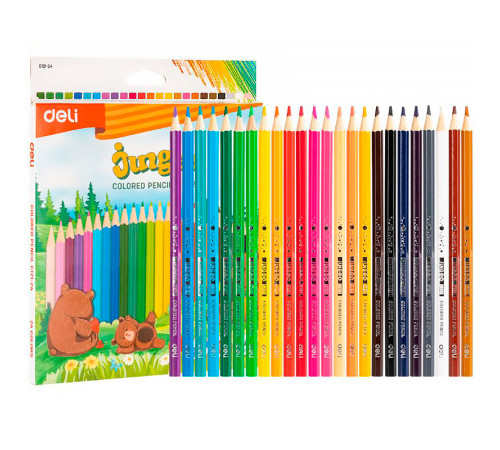 Карандаши цветные Deli "Bingoo", 24 цвета, картон