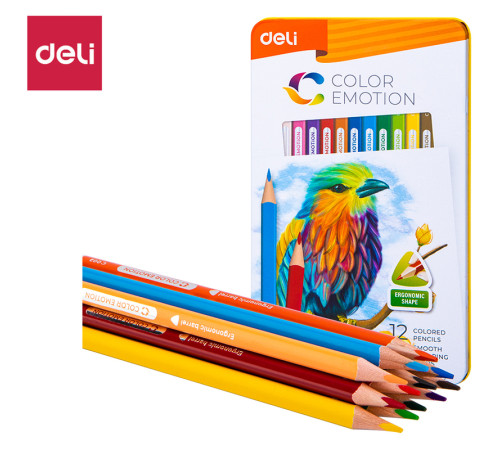 Карандаши цветные Deli "Color Emotion", 12 цветов, в метал. коробке