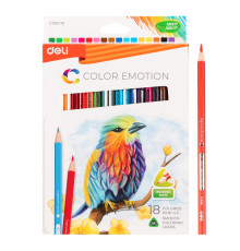 Карандаши цветные Deli "Color Emotion", 18 цветов, картон