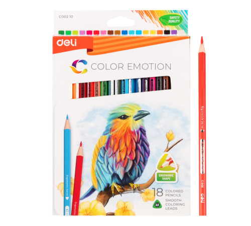 Карандаши цветные Deli "Color Emotion", 18 цветов, картон