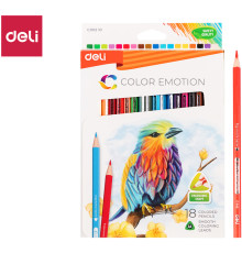 Карандаши цветные Deli "Color Emotion", 18 цветов, картон