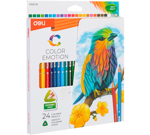 Карандаши цветные Deli "Color Emotion", 24 цвета, картон