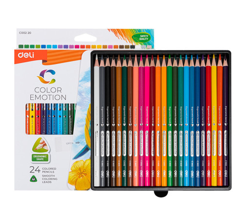 Карандаши цветные Deli "Color Emotion", 24 цвета, картон