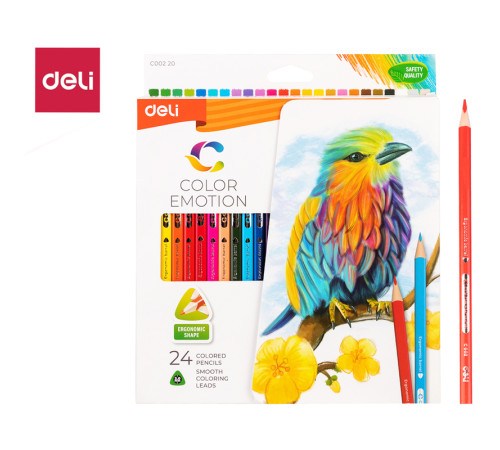 Карандаши цветные Deli "Color Emotion", 24 цвета, картон