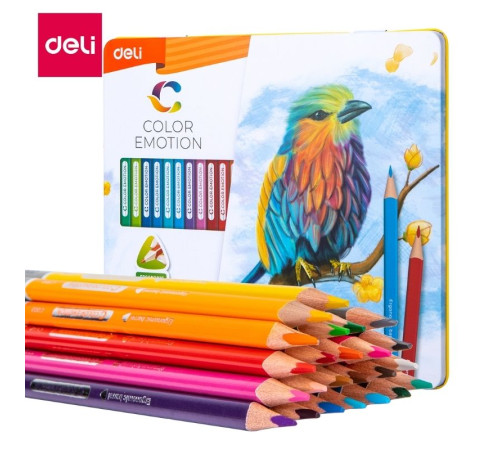 Карандаши цветные Deli "Color Emotion", 24 цвета, в метал. коробке