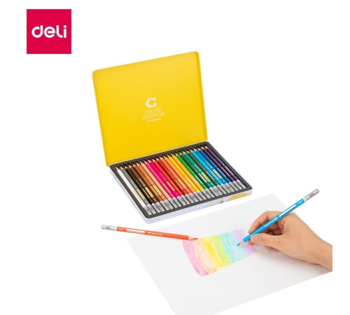 Карандаши цветные Deli "Color Emotion", 24 цвета, в метал. коробке