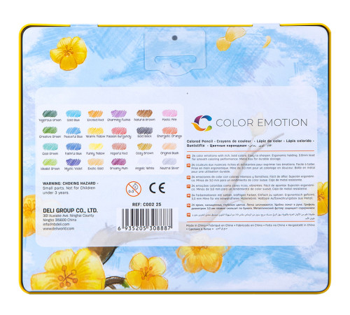 Карандаши цветные Deli "Color Emotion", 24 цвета, в метал. коробке