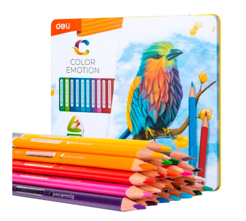 Карандаши цветные Deli "Color Emotion", 24 цвета, в метал. коробке