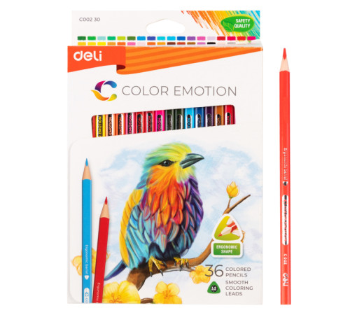 Карандаши цветные Deli "Color Emotion", 36 цветов, картон