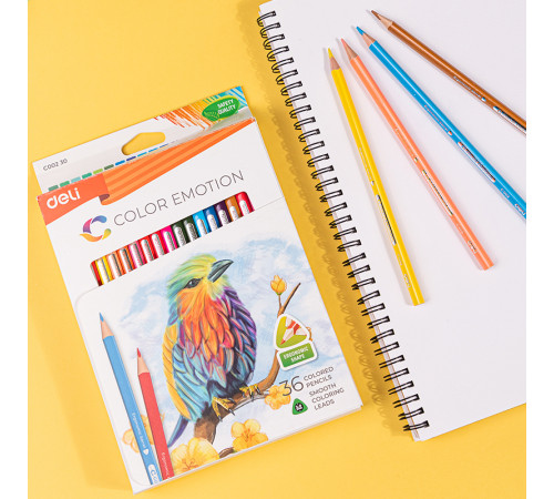 Карандаши цветные Deli "Color Emotion", 36 цветов, картон