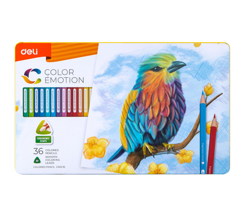 Карандаши цветные Deli "Color Emotion", 36 цветов, в метал. коробке