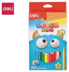 Карандаши цветные Deli "Color Kids", 12 цветов, трехгранные,  картон