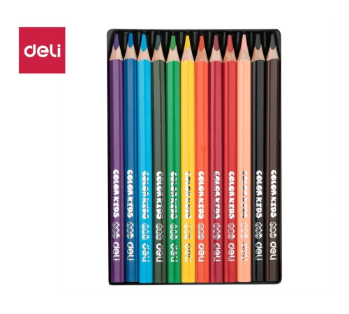 Карандаши цветные Deli "Color Kids", 12 цветов, трехгранные,  картон