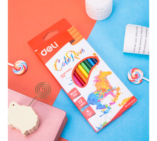 Карандаши цветные Deli  "ColoRun" 12 цветов картон