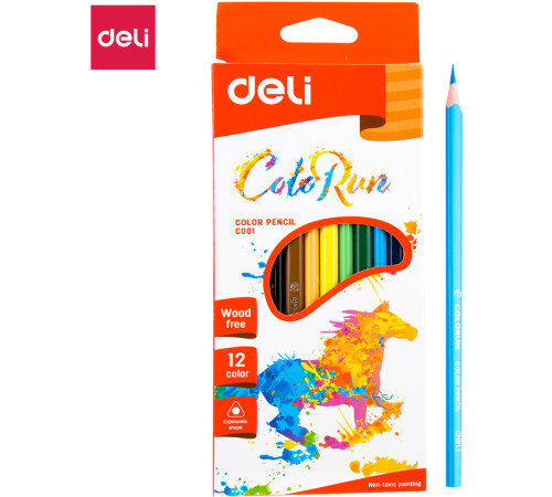 Карандаши цветные Deli  "ColoRun" 12 цветов картон