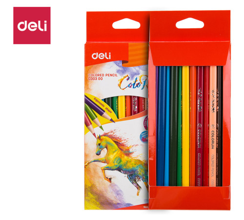 Карандаши цветные Deli "ColoRun", 12 цветов, картон