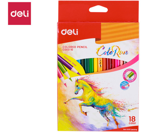 Карандаши цветные Deli "ColoRun", 18 цветов, картон