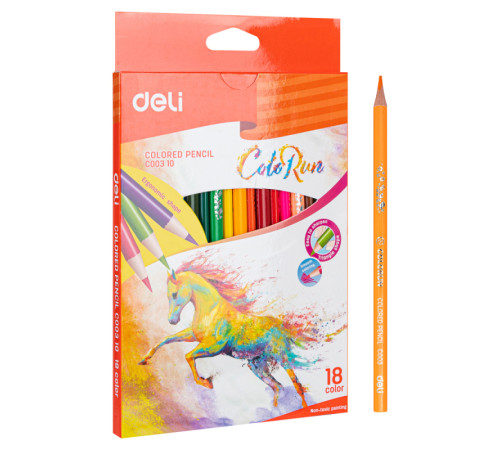 Карандаши цветные Deli "ColoRun", 18 цветов, картон