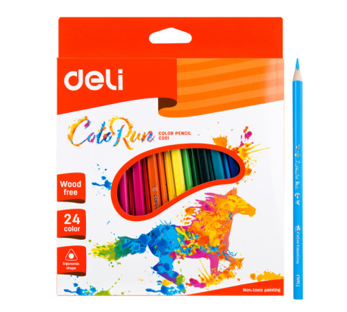 Карандаши цветные Deli  "ColoRun", 24 цвета, картон