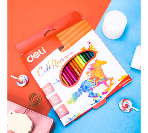 Карандаши цветные Deli  "ColoRun", 24 цвета, картон