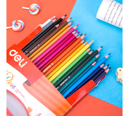 Карандаши цветные Deli  "ColoRun", 24 цвета, картон