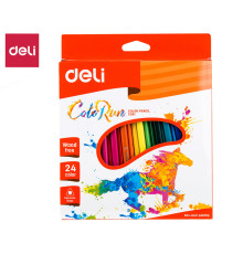 Карандаши цветные Deli  "ColoRun", 24 цвета, картон