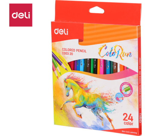 Карандаши цветные Deli "ColoRun", 24 цвета, картон