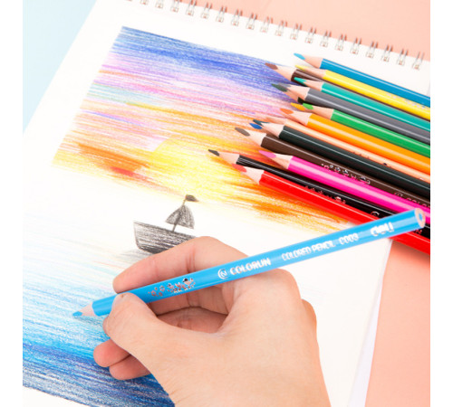 Карандаши цветные Deli "ColoRun", 24 цвета, картон