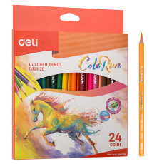 Карандаши цветные Deli "ColoRun", 24 цвета, картон