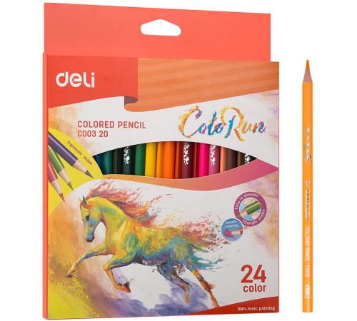 Карандаши цветные Deli "ColoRun", 24 цвета, картон