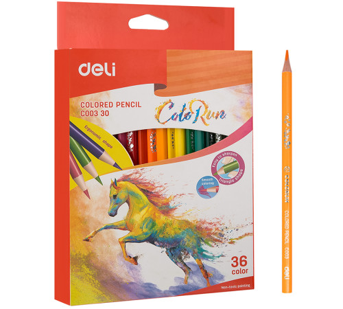 Карандаши цветные Deli "ColoRun", 36 цветов, картон