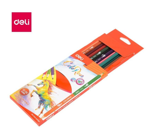 Карандаши цветные Deli  "ColoRun", двухсторонние, 12 штук, 24 цвета, картон