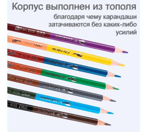 Карандаши цветные Deli  "ColoRun", двухсторонние, 12 штук, 24 цвета, картон