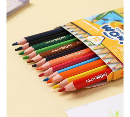 Карандаши цветные Deli  "ColoRun", короткие, 12 цветов, картон