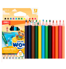 Карандаши цветные Deli  "ColoRun", короткие, 12 цветов, картон