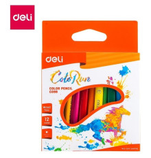 Карандаши цветные Deli  "ColoRun", короткие, 12 цветов, картон