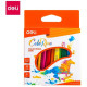 Карандаши цветные Deli  "ColoRun", короткие, 12 цветов, картон