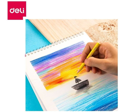 Карандаши цветные Deli  "ColoRun", короткие, 12 цветов, картон