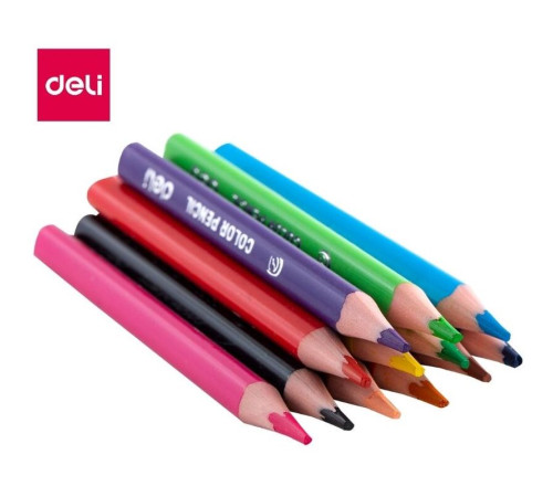 Карандаши цветные Deli  "ColoRun", короткие, 12 цветов, картон