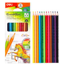 Карандаши цветные Deli "Enovation", 12 цвета, картон