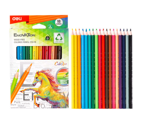 Карандаши цветные Deli "Enovation", 18 цвета, картон