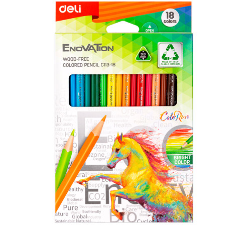 Карандаши цветные Deli "Enovation", 18 цвета, картон