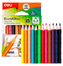 Карандаши цветные Deli "Enovation", короткие, 12 цвета, картон
