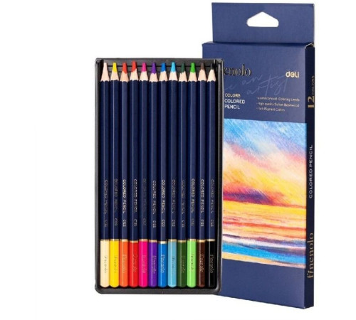 Карандаши цветные Deli "Finenolo", 12 цветов, картон